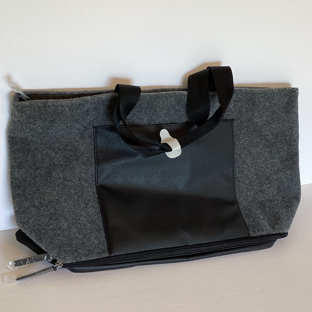Stylish Gray and Black tote-lined and with extra compartment